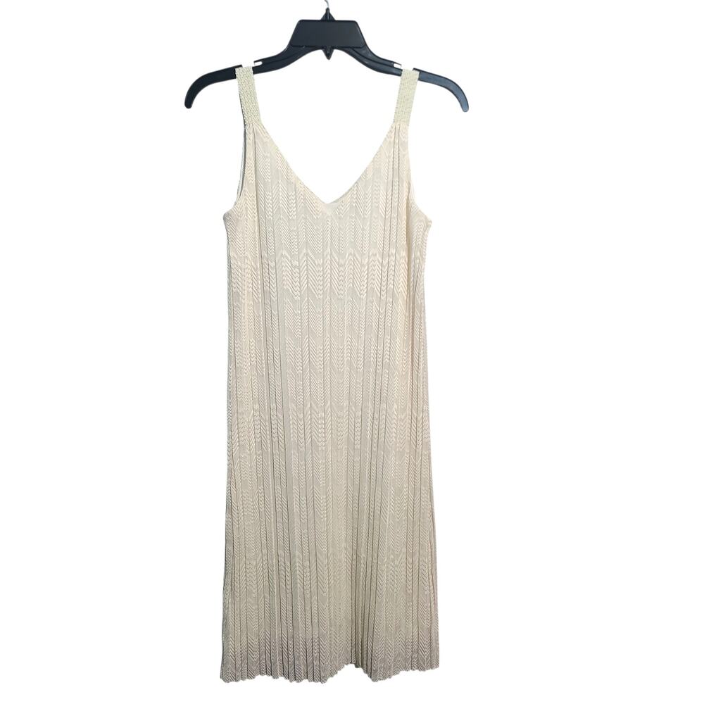 Anthropologie Meadow Rue Cream Prespa Pleated Shift Dress Size 2 - Picture 4 of 8
